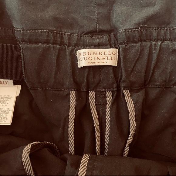 Brunello Cucinelli high waisted belted black cotton wide leg pants. - Picture 7 of 9